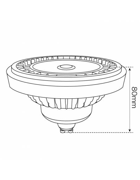 BOMBILLA LED OSRAM GU10 DE 15W, LÁMPARA AR111 PRO. Dibujo dimensión alto.