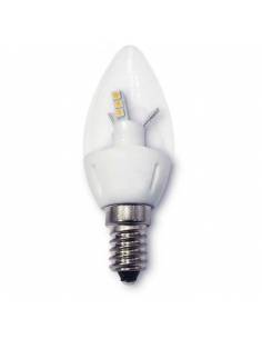 Bombilla vela led E14 de 4W de potencia, fabricada en cerámica y cristal