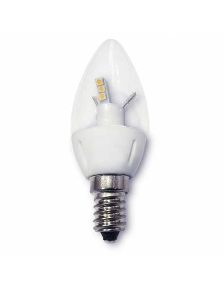 Bombilla vela led E14 de 4W de potencia, fabricada en cerámica y cristal