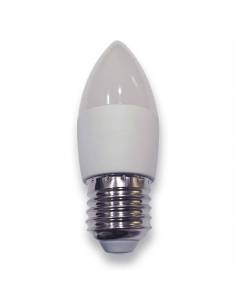 Bombilla vela led E27 de 6W de potencia, fabricada en aluminio y pc.
