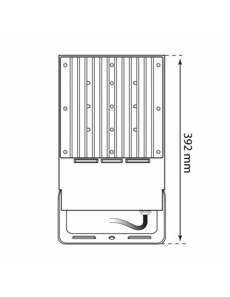 Proyector LED 80W de exterior, VIPER. Dibujo técnico, medidas traseras