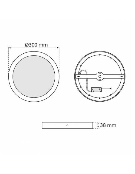 Plafón led, modelo SLIM, redondo de 24W, dimensiones y medidas.
