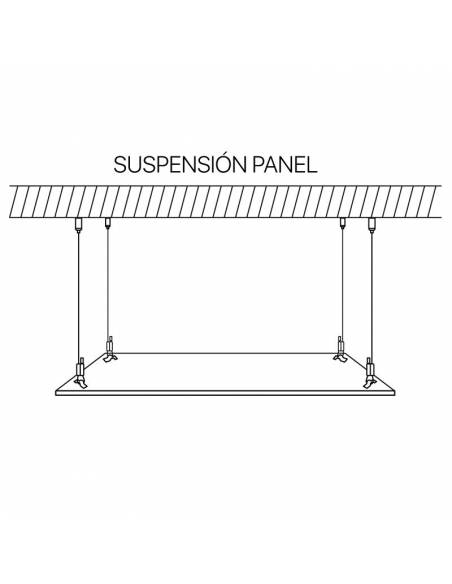 cables de acero, kit de suspensión plafones y placas de luz. Muestra de suspensión de placa led.