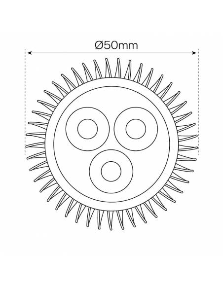 Bombilla dicroica led GU10 de 9W, diámetro.