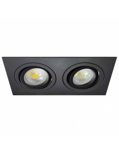 Ojo de buey, ALUM RECTANGULAR, aro de empotrar de dos luces, negro mate.