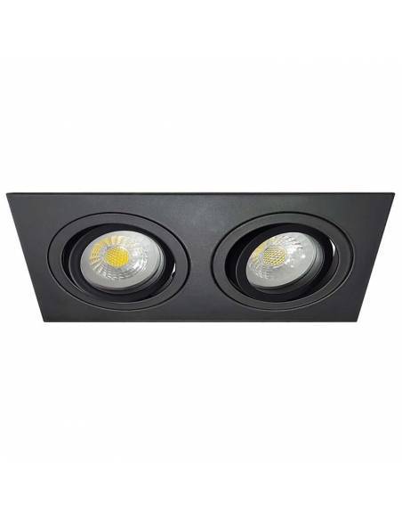 Ojo de buey, ALUM RECTANGULAR, aro de empotrar de dos luces, negro mate.