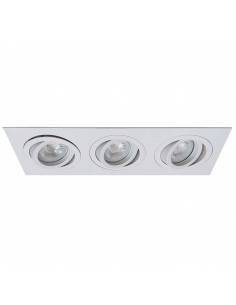Ojo de buey, ALUM RECTANGULAR, aro de empotrar de tres luces, blanco mate.