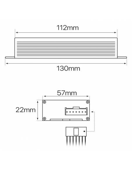 KIT de emergencia para pantalla estanca LED, medidas y dimensiones.