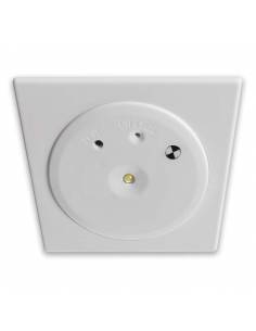 Luz de emergencia modelo INTEGRA empotrable en techo y pared.