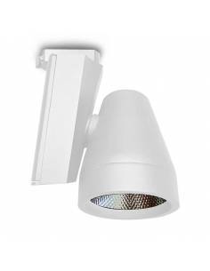 Foco led para carril, modelo TRACK.06. Proyector de 30W, forma cónica. Color blanco.