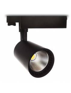 Foco led para carril trifásico, TRACK.12. Proyector de 30W, color negro.