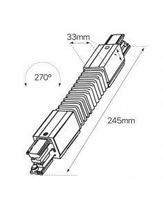 Carril trifásico conector intermedio flexible ajustable, de color blanco. 2