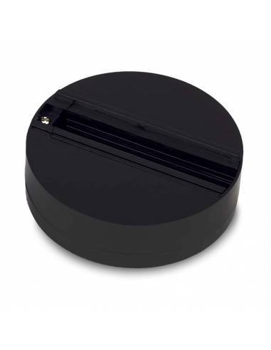 Base trifásica para focos de carril, como los TRACKS proyectores de led. Color negro.
