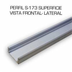 Perfil de aluminio para tiras LED, S-173 de SUPERFICIE (2 metros). Color aluminio. 2