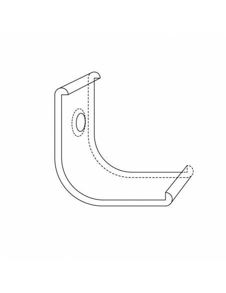 Clip de sujeción para perfil metálico E-297 de esquina, para tiras de led. Dibujo técnico.