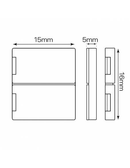 Unión directa 2 pin para tiras de led 12V y 24V monocolor. Dibujo de medidas para tiras de 10mm.