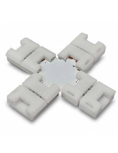 Conector en forma de cruz para tiras de led 12V y 24V en monocolor.