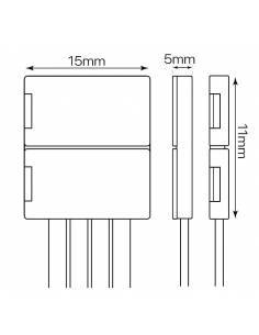 Conector doble con 4 pines de conexión, más un cable, para tiras de led de 12V y 24V RGB. 2