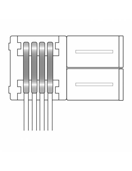 Conector doble peine de 4PIN con cable para tiras de led de 12V y 24V en RGB. Dibujo técnico.