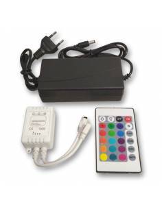 SET CONTROLADOR con Mando y driver 24V para TIRAS LED 24V de 60LED/m. RGB.