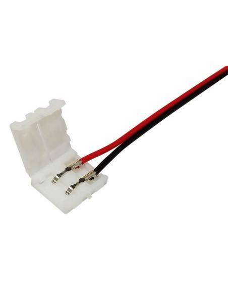 Conector simple 2 pin y cable para tira led monocolor 12V y 24V. Imagen abierto.