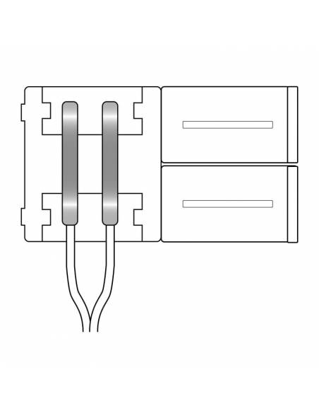 Conector simple 2 pin y cable para tira led monocolor 12V y 24V. Dibujo técnico abierto.