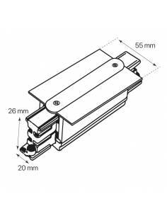 ALIMENTACIÓN INTERMEDIA para carril trifásico empotrable modelo KODIAK. Color blanco. 2