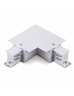 CONECTOR L IZQUIERDA para CARRILES TRIFÁSICOS UNIVERSALES. Accesorio para CARRIL TRIFÁSICO MODELO KODIAK. Color Blanco.