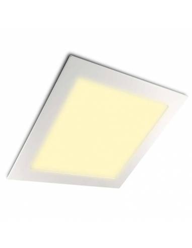 Downlight led 20W, modelo SLIM, cuadrado color blanco. Luz cálida.