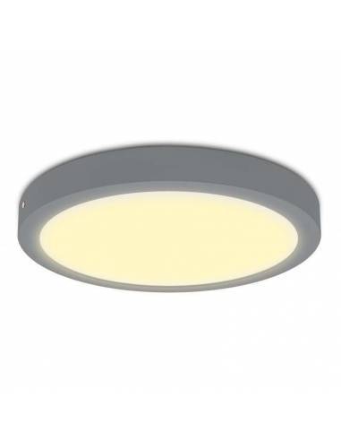 Plafón led, modelo SLIM, redondo de 24W, color gris. Luz cálida