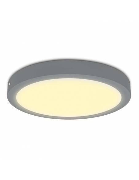 Plafón led, modelo SLIM, redondo de 24W, color gris. Luz cálida