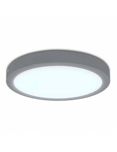Plafón led, modelo SLIM, redondo de 24W, color gris. Luz fría.