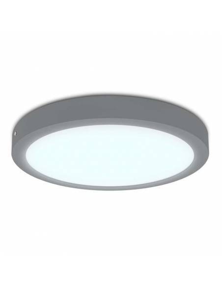 Plafón led, modelo SLIM, redondo de 24W, color gris. Luz fría.