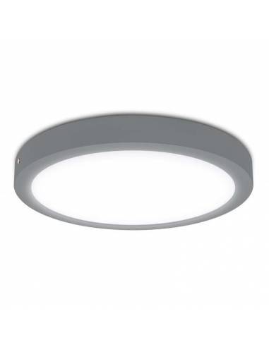 Plafón led, modelo SLIM, redondo de 24W, color gris. Luz neutra.