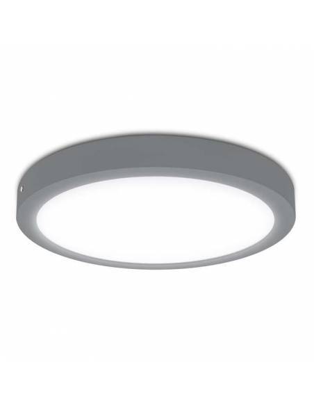 Plafón led, modelo SLIM, redondo de 24W, color gris. Luz neutra.