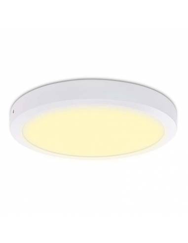Plafón led, modelo SLIM, redondo de 24W, color blanco. Luz cálidad.