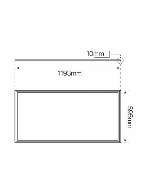 Panel LED, rectangular de 120 x 60 cms, de 80W, medidas o dimensiones.