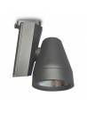 Foco led para carril, modelo TRACK.06. Proyector de 30W, forma cónica. Color gris.