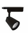 Foco led para carril, modelo TRACK.08. Proyector de 30W, forma cónica. Color negro.