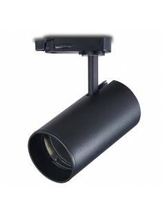 Foco para carril trifásico, modelo TRACK.25, para bombillas dicroicas GU10. Color negro.