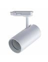 Foco para carril trifásico, modelo TRACK.25, para bombillas dicroicas GU10. Color blanco.