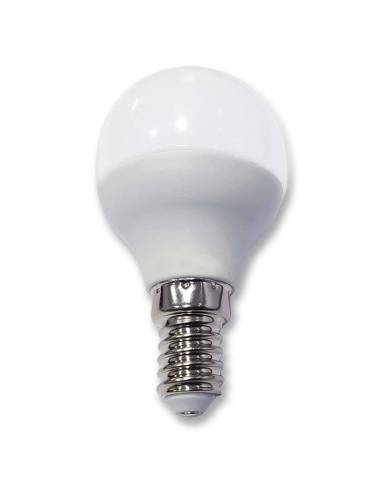 BOMBILLA ESFÉRICA DE 6W TECNOLOGÍA LED con tornillo o rosca E14. Luz fría. Luz neutra (blanca).