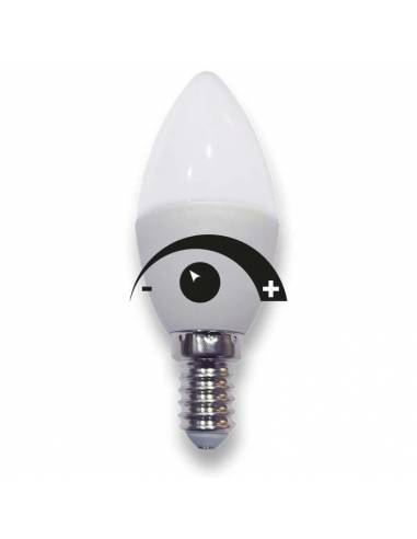 Bombilla dimmable (regulable) tipo vela de 6w y rosca tornillo E14. Luz neutra (blanca)