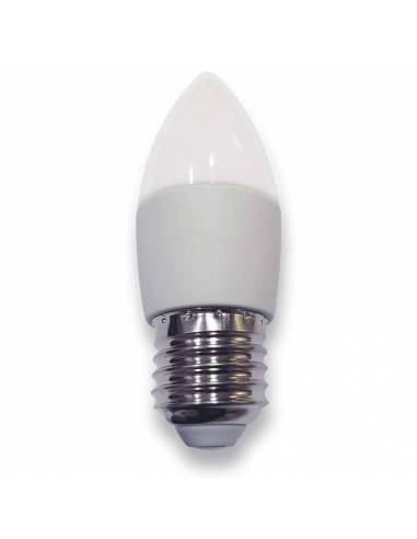 Bombilla vela led E27 de 4W de potencia, fabricada en aluminio y pc. Luz neutra (blanca).
