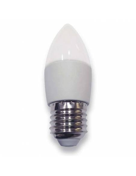 Bombilla vela led E27 de 4W de potencia, fabricada en aluminio y pc. Luz neutra (blanca).