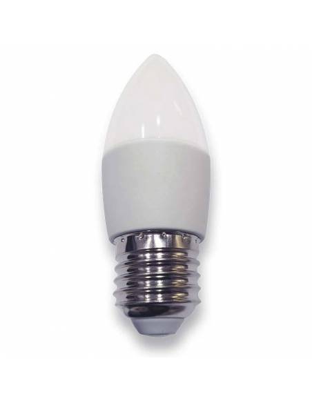 Bombilla vela led E27 de 6W de potencia, fabricada en aluminio y pc. Luz neutra (blanca).