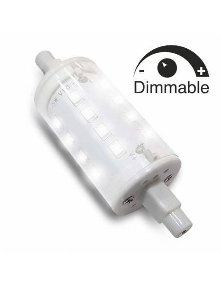BOMBILLA LED R7s 78mm de 5W, con bornes para conexión a lámparas y apliques. Luz neutra (blanca).