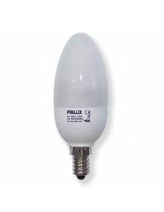 Bombilla de bajo consumo PRILUX VELA de 9W, rosca casquillo E14.