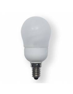 Bombilla de bajo consumo PRILUX ESFÉRICA de 9W, rosca casquillo E14.