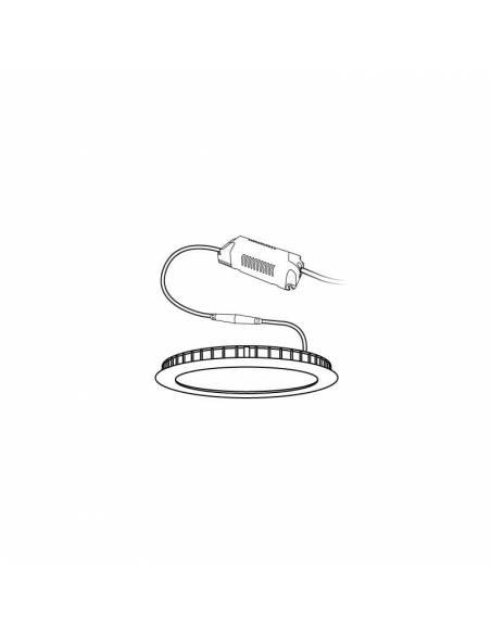 Downlight LED 3W, Slim redondo color blanco. Dibujo técnico.